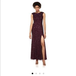 Adrianna Papell night plum Sleeve sequin gown